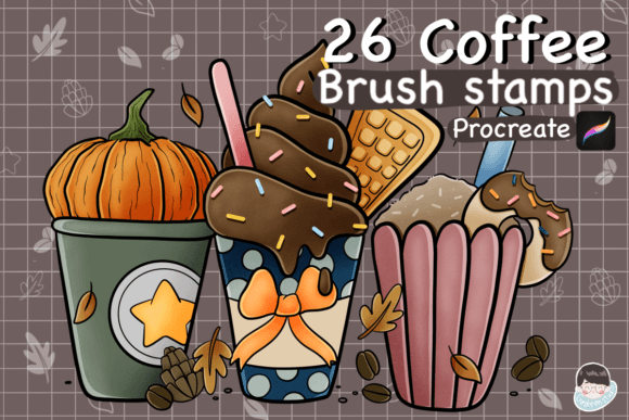 26 Coffee Procreate Stamps | Coffee Proc Graphic Brushes By Ginkean