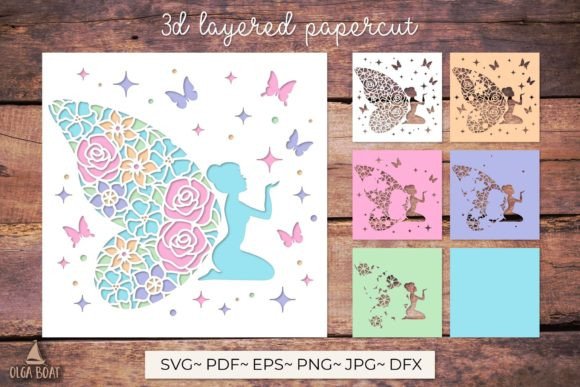3d Fairy SVG | Girl Birthday Card Graphic 3D Flowers By Olga Boat Design