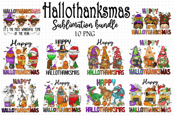 Happy Hallothanksmas Sublimation Bundle Graphic Crafts By Let it be Design