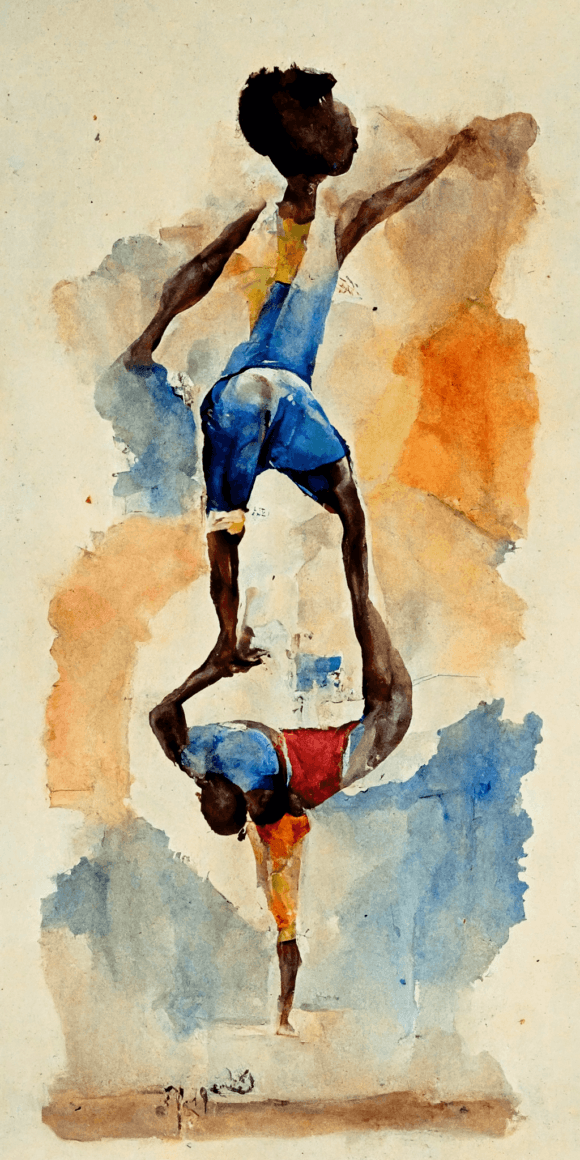 Watercolor of African Boy Gymnast Community Content By Allisa Lanker