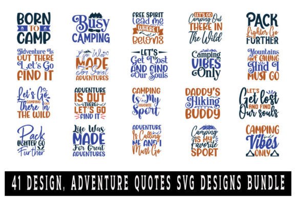 Adventure Quotes Designs Bundle Graphic T-shirt Designs By Reza Designs Store