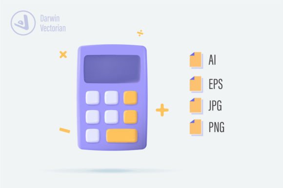 3D Realistic Purple Calculator Illustration Icônes Par Darwin Vectorian