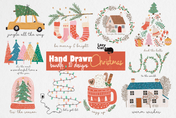 Hand Drawn Christmas PNG Bundle Graphic Crafts By Lazy Cat