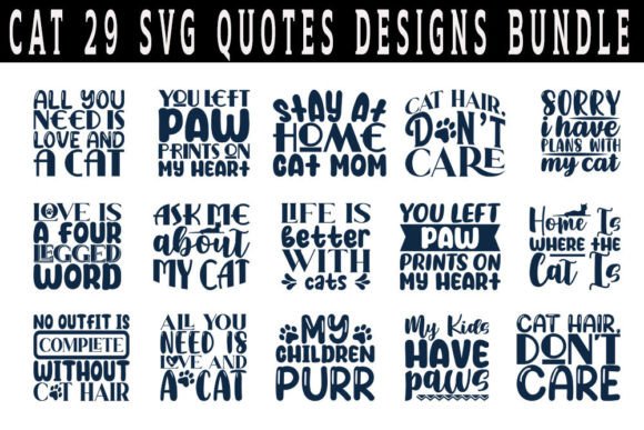 Cat Quotes Designs Bundle Graphic T-shirt Designs By Reza Designs Store