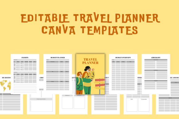 Editable Travel Planner | Canva Template Graphic Print Templates By Blooming Studio