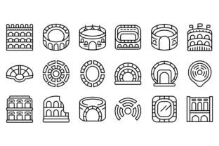Amphitheater Icons Set Outline Vector. Illustration Icônes Par ylivdesign