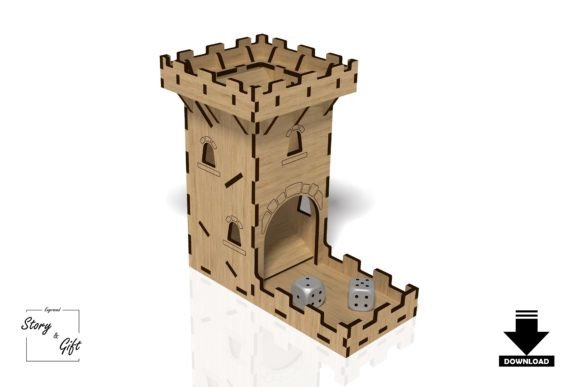Castle Dice Tower, SVG, Laser Cut Filr Graphic 3D SVG By engravedstoryandgift
