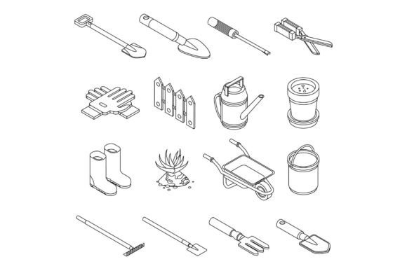 Gardening Tools Icons Set Vector Outine Graphic Icons By ylivdesign