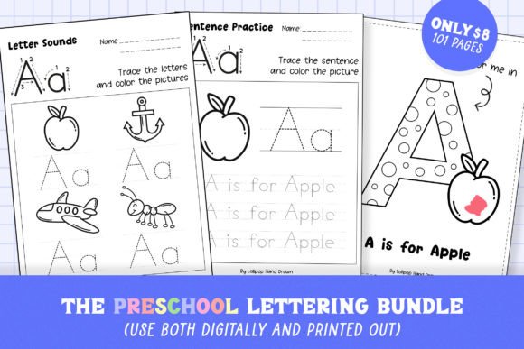 The Preschool Lettering Bundle Graphic 1st grade By Lollipop Hand Drawn