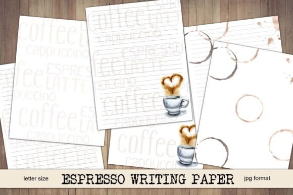 Espresso Coffee Themed Stationery Grafika Tła Przez Digital Attic Studio