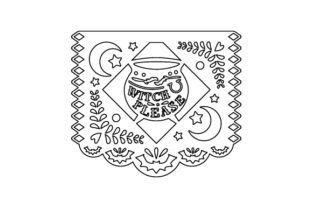 Papel Picado - Witch Please, Witch Kettle Picado Fichier de Découpe pour les Loisirs créatifs Par Creative Fabrica Crafts 2