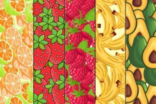 Bundle Patterns Fruit Series Illustration Modèles de Papier Par Arkais Studio 2