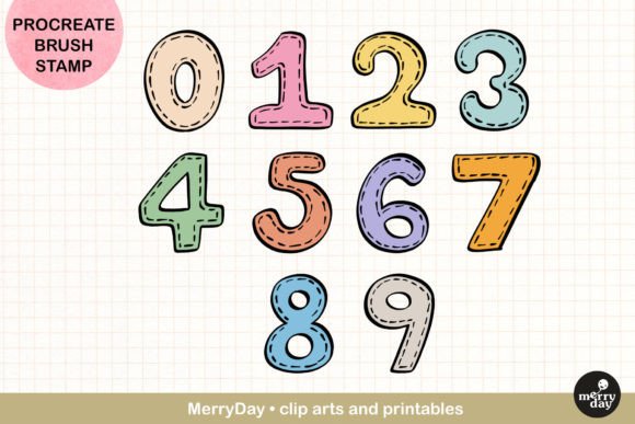 Procreate Brush Stamp of 0-9 Numbers Graphic Brushes By MerryDay