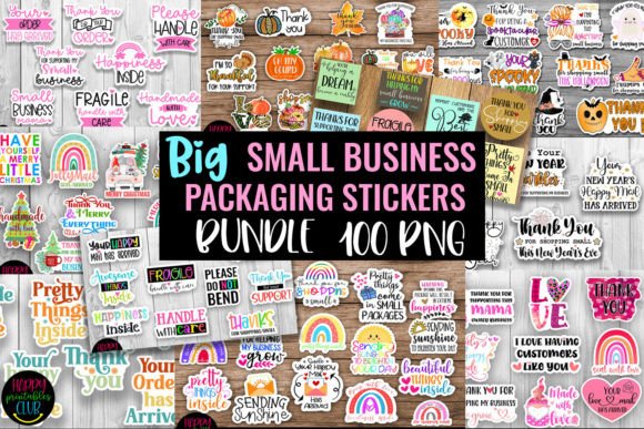 Small Business Packaging Stickers Bundle Grafika Rękodzieła Przez Happy Printables Club
