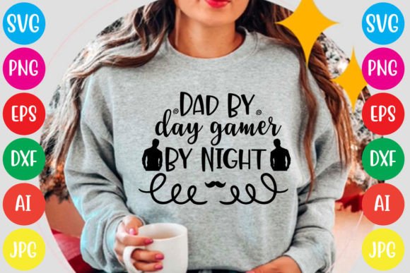 Dad by Day Gamer by Night Graphic T-shirt Designs By SimaCrafts