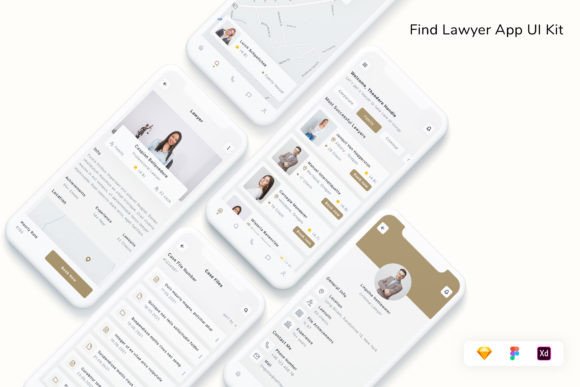 Find Lawyer App UI Kit Graphic UX and UI Kits By betush