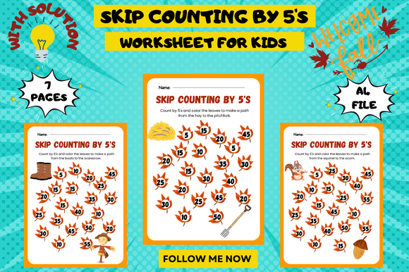 Skip Counting by 5's Worksheet for Kids Graphic Teaching Materials By STARS KDP