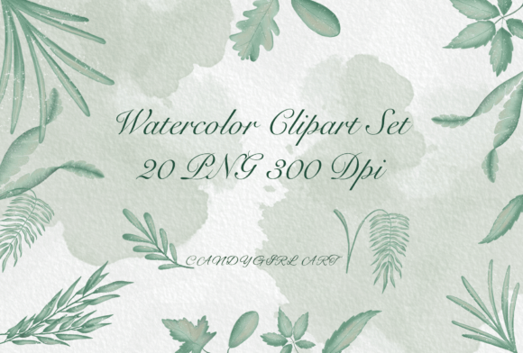 Watercolor Floral Clipart Set Green All Graphic Illustrations By Candygirl Art