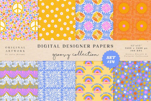 70s Flowers Digital Papers Patterns Graphic Patterns By Julia Dreams