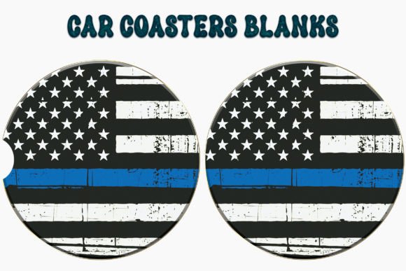 Car Coaster USA Flag Blue Line Graphic Crafts By Digital Art Shop 61