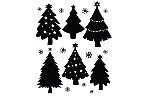 Christmas Tree Silhouette Set Grafica Illustrazioni Stampabili Di Rumman Sweety