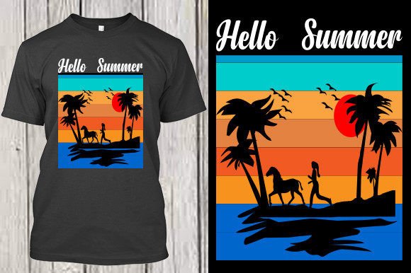 Hello Summer Graphic T-shirt Designs By Creativity Designer