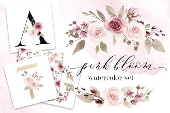 Watercolor Illustrations Pink Bloom Graphic Illustrations By Larisa Maslova