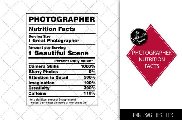 Photographer Nutrition Facts Svg Graphic Crafts By thesilhouettequeenshop