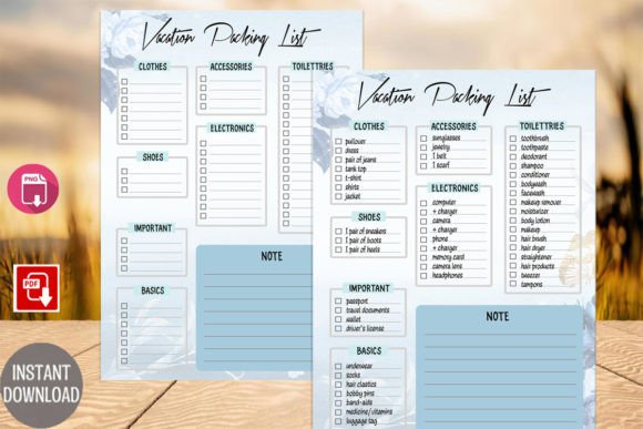 Vacation Packing List Printable Download Graphic Print Templates By Rainbowds