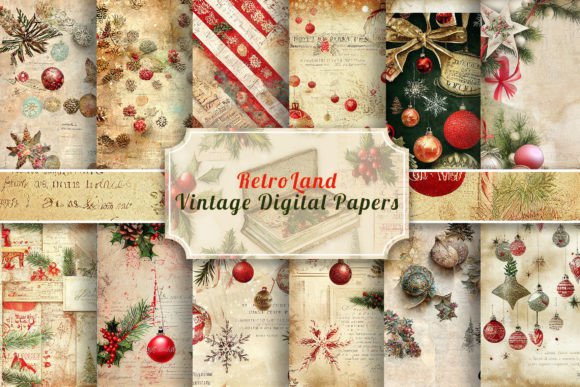 RetroLand Christmas Vintage Paper Illustration Artisanat Par Fun Digital