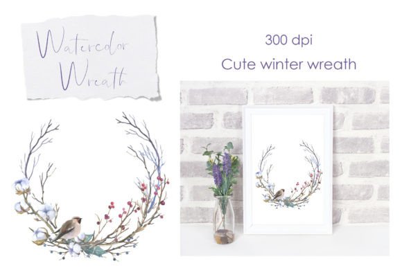 Winter Wreath Png. Watercolor Wedding Graphic Illustrations By KomtsyanTatyanaArt