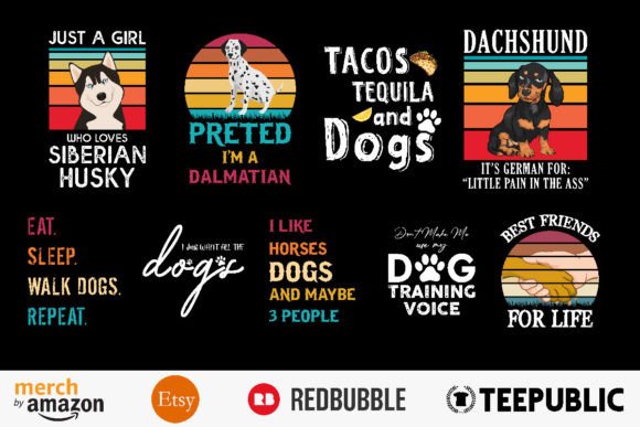Best Dog Bundle T-Shirt Designs Graphic T-shirt Designs By BreakingDots