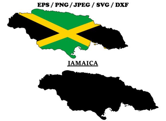 Jamaica National Flag Map Design Graphic Illustrations By terrabismail