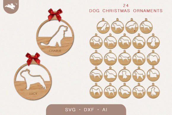 Christmas Dog Ornaments Svg Bundle Graphic 3D Christmas By elinecreative