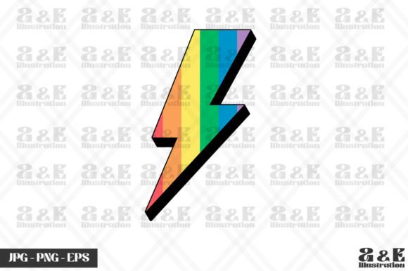 Gay Pride Flag Lightning Bolt Graphic Print Templates By a&e Illustration