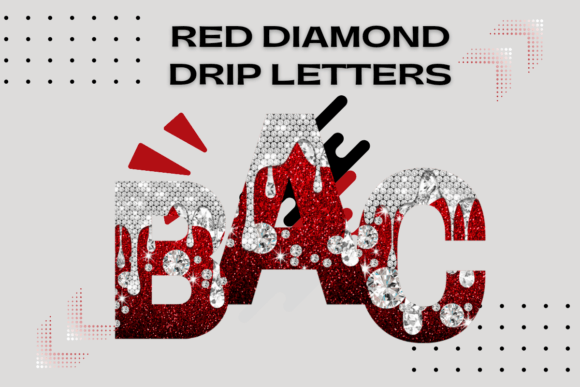 Red Diamond Drip Letters Gráfico Ilustraciones Imprimibles Por KristalDesigns