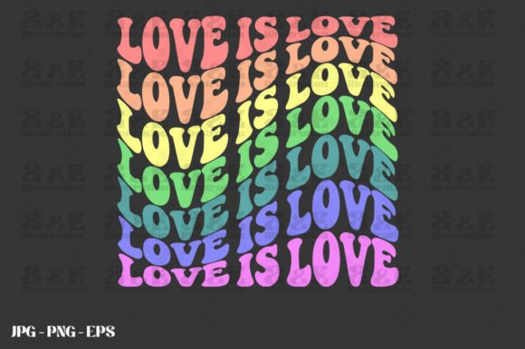 Retro Love is Love Gay Pride Flag Afbeelding Afdruk Sjablonen Door a&e Illustration