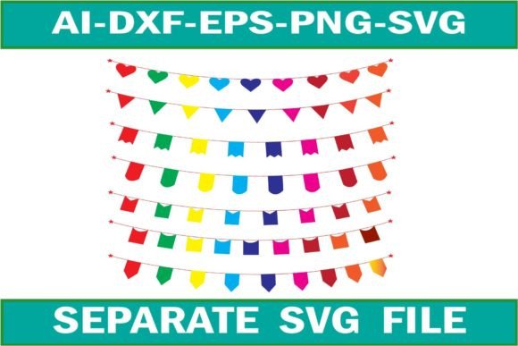 Colorful Bunting Banners SVG Graphic Illustrations By Sapphire Art Mart