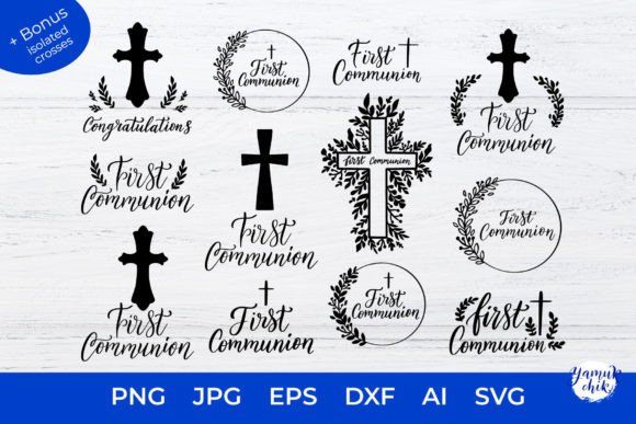 First Communion SVG, Religious SVG, DXF Graphic T-shirt Designs By Yamurchik