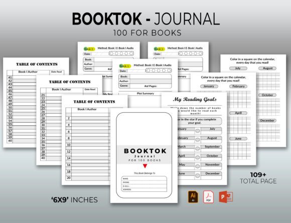 Booktok 100 Book Journal - KDP Interior Gráfico Interiores KDP Por Obayes