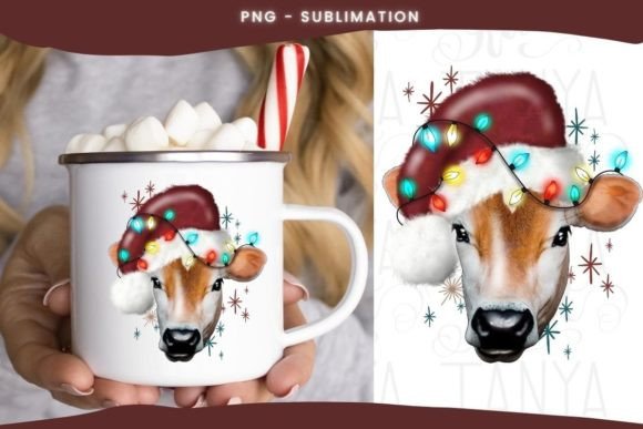 Christmas Cow | Sublimation Download Graphic Crafts By Tanya Kart