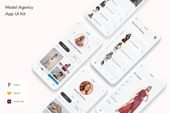 Model Agency App UI Kit Graphic UX and UI Kits By betush