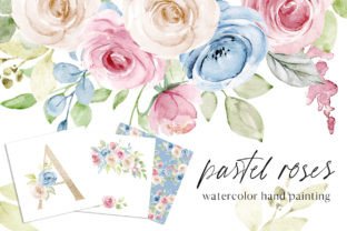 Watercolor Pastel Flowers Roses. Grafik Druckbare Illustrationen Von Larisa Maslova 1