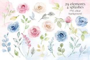 Watercolor Pastel Flowers Roses. Grafik Druckbare Illustrationen Von Larisa Maslova 5