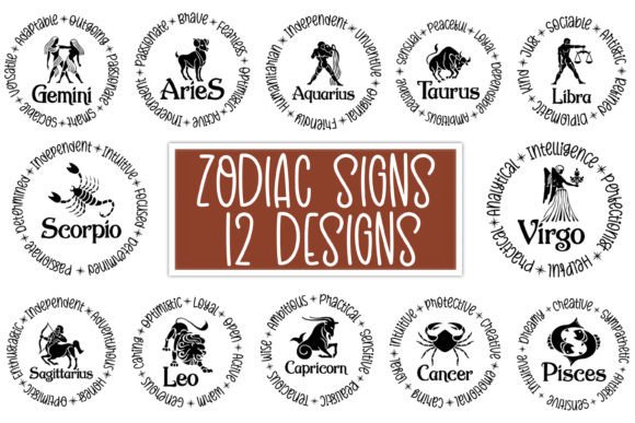 Zodiac Bundle, Zodiac Signs SVG Bundle Grafica Creazioni Di Zoomksvg
