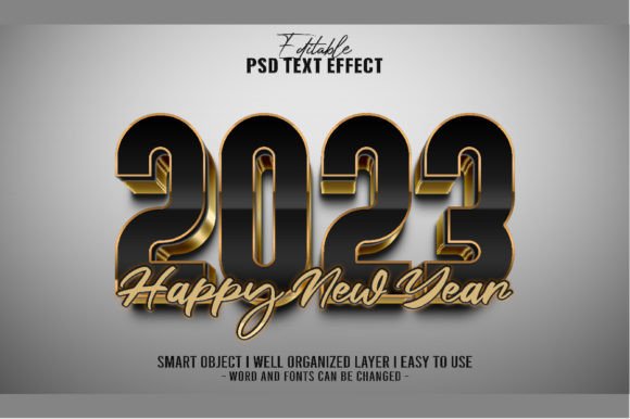 3D 2023 Editable Text Efffect PSD Grafika Layer Styles Przez Chaska Id