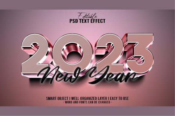 3D 2023 Editable Text Efffect PSD Grafika Layer Styles Przez Chaska Id