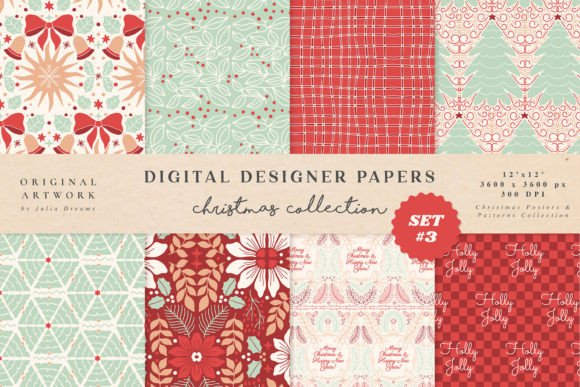 Classic Christmas Digital Papers Pattern Graphic Patterns By Julia Dreams