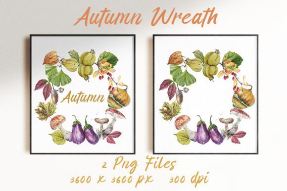 Sublimation Watercolor Autumn Wreath Gráfico Plantillas de Impresión Por Mary's Watercolor