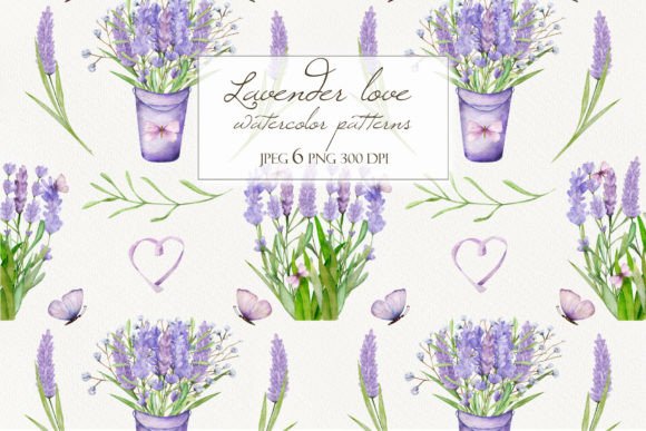 Watercolor Lavender Seamless Pattern Grafika Papierowe Wzory Przez mayksyu